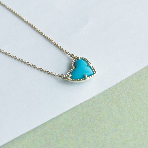 Kendra Scott Ari Heart Turquoise Necklace - Gold - Picture 3 of 4